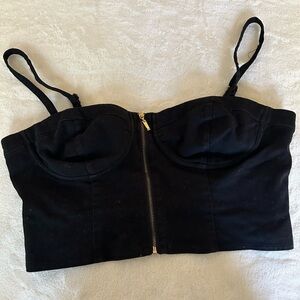 Guess Black with Gold Accents Crop Tank